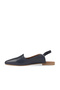 Navy Blue Leather Women's Flat Ballerinas - 4