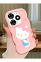 Tecno Spark Go 2024 Compatible Case Camera Protector Pink Silicone Couple Phone Case Kitty Pattern