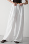 White 100% Cotton Buttoned Wide-Leg Summer Trousers - 2