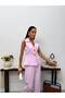 Women's Linen Button Detailed Vest Trousers Jewelry Stylish Two-Piece Set - 2