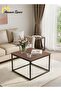 Nesting Square Coffee Table Set of 2 60cm and 50cm Walnut Design Coffee Table Modern Minimalist Side Tables for Small Spaces Living Room - 3