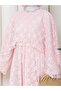 Flower-Patterned Lace Dress with Double Layered Veil and Gold Chain Belt.. 2 Pieces of Lace Poncho - 4