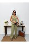 Women's Linen Button Detailed Vest Trousers Jewelry Stylish Two-Piece Set - 2