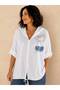 Women's Hooded Sequined Cotton Shirt 44-48 - 2