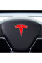 Set of 8 Custom Cut Logo Stickers for Tesla Model Y Steering Wheel Front Rear Rims and Sensors - 5