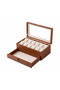 12 Drawer Leather Watch and Accessory Organizer Box with Glass Top |   Premium Watch Storage Box |   Cream, Brown, Black, Tan, Burgundy - 3