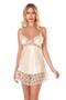 Strappy Lace Satin Soft Textured Mini Dress Nightgown