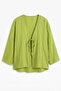 Textured Lace-Up Kimono 2361 - Neon Green - 5