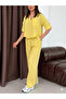 Women's Oversize Linen Trousers with Front Stitching Detail - Shirt Set - 3