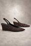 Women's Brown Snake Patterned Pointed Toe 8.5 cm Wedge Heel Comfortable Full Fit. - 5