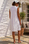 White Shirt Collar Sleeveless Buttoned Skirt Ruffled Casual Muslin Woven Dress 105 65 - 7