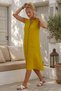 Mustard Color Straight Collar Sleeveless Buttoned Pocketed Casual Muslin Woven Dress 113 60 - 4