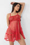 # Nightgown Lace Lycra Tulle Fabric Design Luxury Modern Dowry Suit Red Chiffon Pleated Nightgown - 3