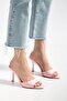 Zri̇n-716 Pink Patent Leather Pointed Toe Heeled Slippers 9 cm