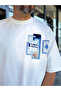 تي شيرت أبيض بتصميم عثماني مزين بالرقع ومقاس كبير SW-5081 - 5