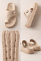 Eva Auralight Women's Flip-Flops with Thick Sole Beige Slippers - Ultra with Stone and Pearl Detailing and Straw Pattern - 4