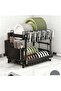 Black Dish Drying Rack Heavy Duty Carbon Steel Multi Tiered Shelf for Plates Bowls Cups Cutlery - 8