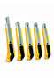 5-piece metal crowbar set with professional utility knife, cutter, and yellow ergonomic handle crowbar. - 3
