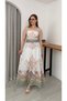 Women's Halter Neck Bustier Knee-Length Skirt Floral Double Linen Set - 3