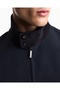 Men's Contrast Velvet Stand Collar Regular Fit Jacket with Pocket Detail in Navy Blue - 5