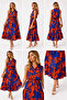 Ebru Patterned Belted Midi Length Viscose Shirt Dress - 4