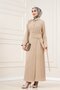 Skirt with Buckle Detail Tuğba Double Set-Beige