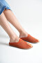 Women's Genuine Leather Perforated Daily Comfortable Slippers - Orange Suede