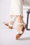 Resare Single Strap Buckle Genuine Leather Women's Sandals White Skin - 3