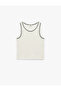 Crew Neck Sleeveless Ribbed Undershirt with Stitching Detail