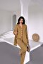 Women's Mustard Linen Fabric 3-Piece Set Jacket Vest Pants Set Mlb231 - 2