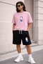 Unisex Printed Shorts Set Oversize Crew Neck Casual Comfortable Summer T-Shirt Shorts Combination Sports Set Mba - 2