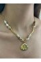 Pearl Detailed Sea Shell Steel Necklace
