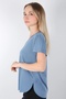 Women's V-Neck Flowy Cotton T-Shirt with Side Slits - 3