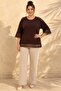 Women's Plus Size Lace Detailed Low Sleeve Side Slit Stretchy Viscose Blouse - 3