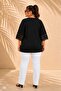 Women's Plus Size Lace Detailed Low Sleeve Side Slit Stretchy Viscose Blouse - 6