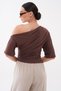 Women's Boat Neck Asymmetrical Blouse with Side Gathered Detail 260615 - - 5