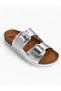 Autenti Women's Full Orthopedic Leather Slippers - Metallic Silver Gray - Genuine Cork Fussbett-Eva Sole-Made in Spain - 3