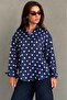 Navy Blue Polka Dot Satin Women's Shirt Mg2869 - 4
