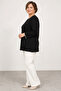 Women's Zero Collar Long Sleeve Lace Embroidered Bluz Y26-611-Black - 2