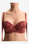 Women Pop Up Lace Bordeaux Strapless Wired Padded Bra - 3