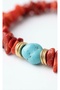 Natural Coral Cracked Stone & Turquoise Natural Stone Bracelet - 3