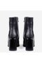 Women's Black Crocodile Patterned Pointed Toe Metal Detailed Thick Heeled Zippered Boots - 2
