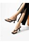 Women's Black Flip-Flop Heeled Slippers 7 cm Square Toe Bella - 4