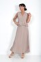 Women's Front Metal Buttoned Ruffled Sleeveless Blouse Elastic Waist Pleated Long Sunset Skirt Modal 2-Piece Set - 2