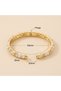 Women's Gold-Plated Handcuff Bracelet - White Enamel Anti-Tarnish Stainless Steel Jewelry - 3