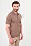 Plain Slim Fit Zippered Polo Collar Men's Knitwear T-Shirt Milk Coffee - 11471.24Y - 4
