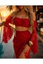 Women's Lace Skirt Blouse Full Lycra Fabric Double Set - 6