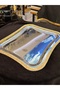 6 Pieces Rectangular Gold Stone Engraved Single Person Metal Coffee Presentation Promise Engagement Ring Tray 26X22 cm - 3
