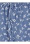 Blue Elastic Waist Floral Women's Jean Shorts - 6