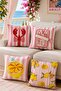 Lemon and Lobster Patterned 4-Piece Throw Pillow Cover Set
